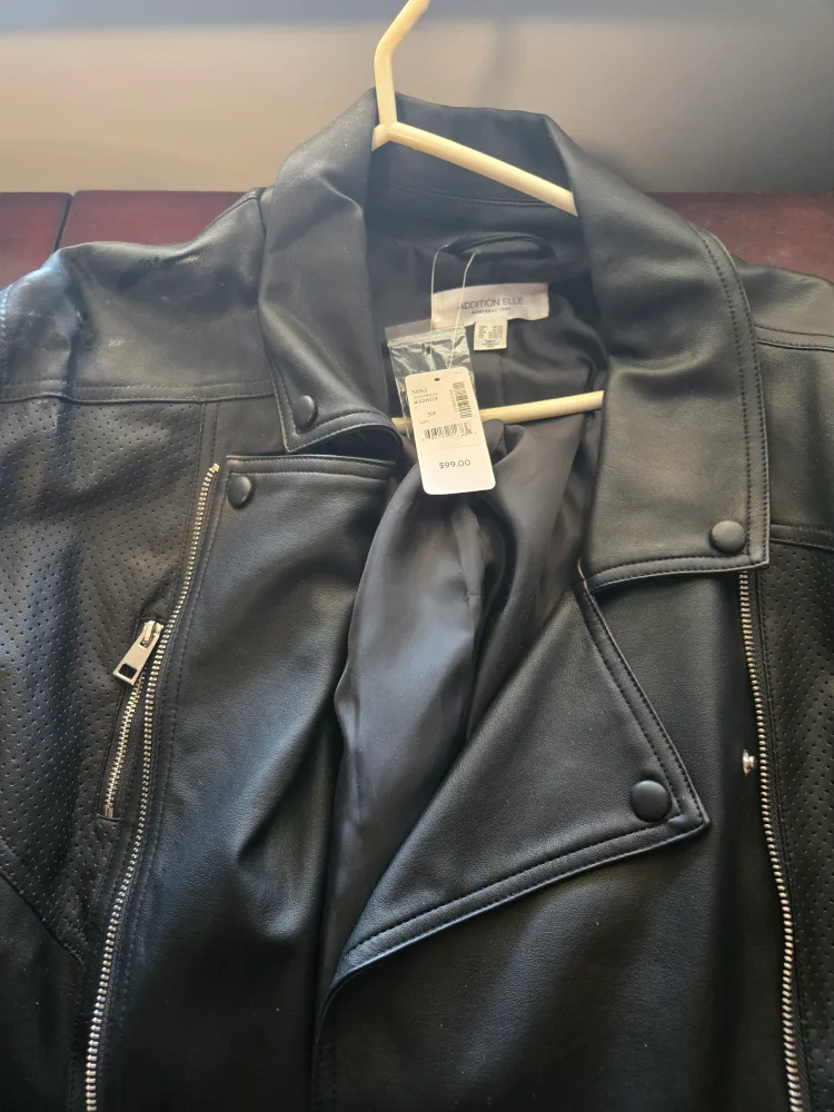 Addition Elle Black Leather Moto Jacket - Size 3X image indicator(4)