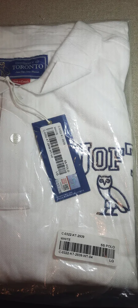 OVO x  University of Toronto White Polo Shirt - Size Large image indicator(2)