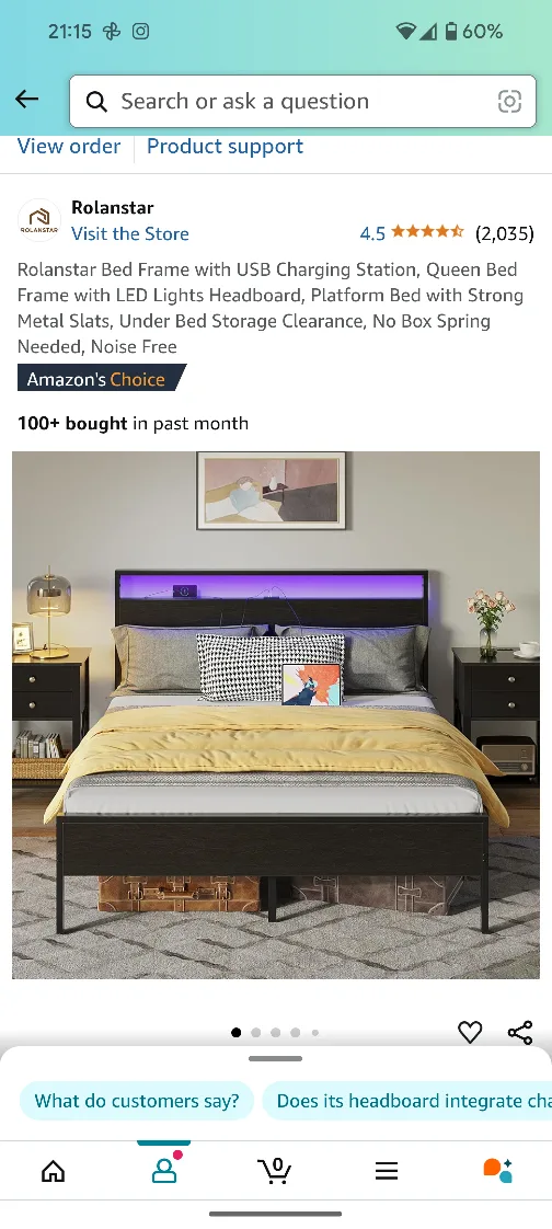 Queen Size Bed Frame with USB Charging image indicator(3)