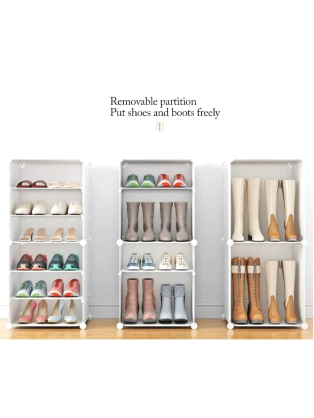 Shoe storage organizer white portable shoe rack with door image indicator(8)