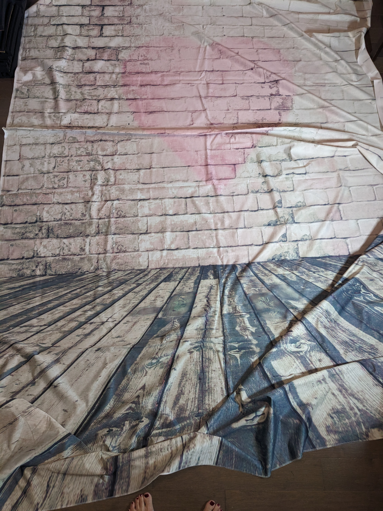 Fabric Valentine Heart Brick Wall Photography Backdrop - photo 3