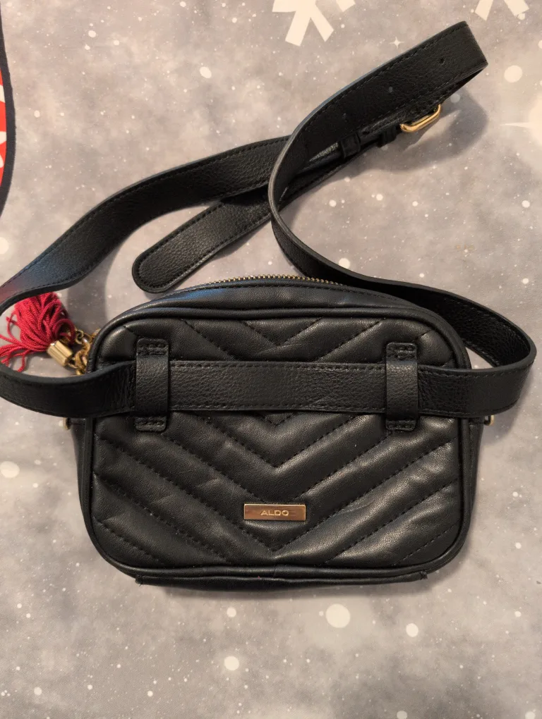 ALDO Black Quilted Belt Bag thumbnail