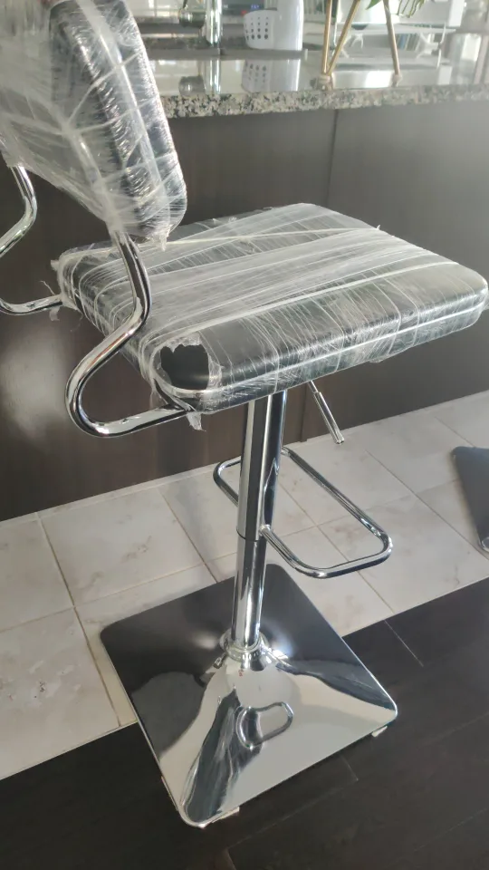 2 Black Leather Bar Stools with Chrome Base image indicator(6)