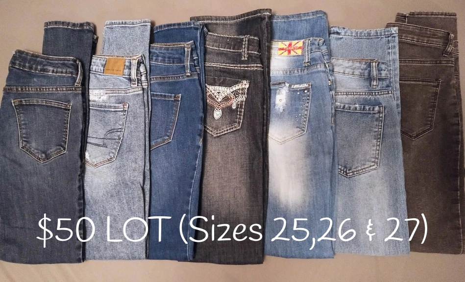 Bundle of 7 Jeans - Sizes 25, 26 & 27