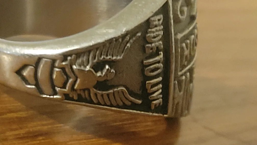 Harley Davidson Ring, Men's Band, Silver Tone, Eagle, Skull image indicator(3)