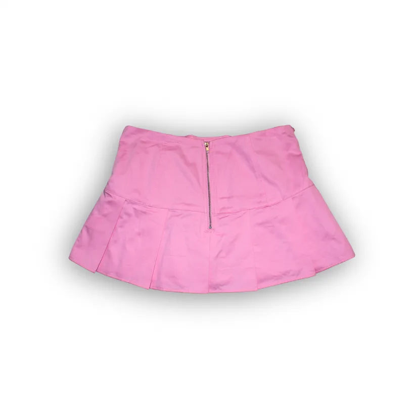 Pink Pleated Mini Skirt with Lace-Up Detail image indicator(2)