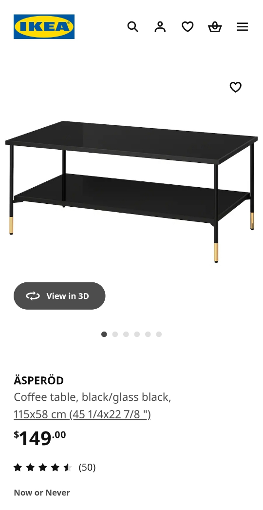 Ikea black glass coffee table - photo 2
