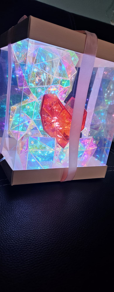Iridescent Geometric Bear with Red Heart Figurine - photo 3