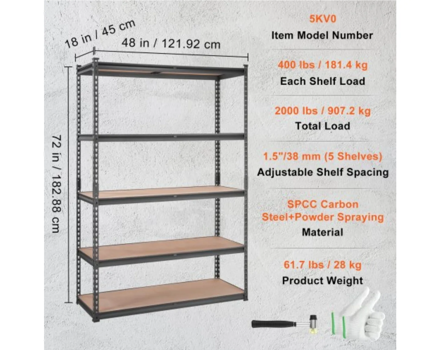 5-shelf Heavy-Duty Storage Rack - 72"H x 48"W thumbnail