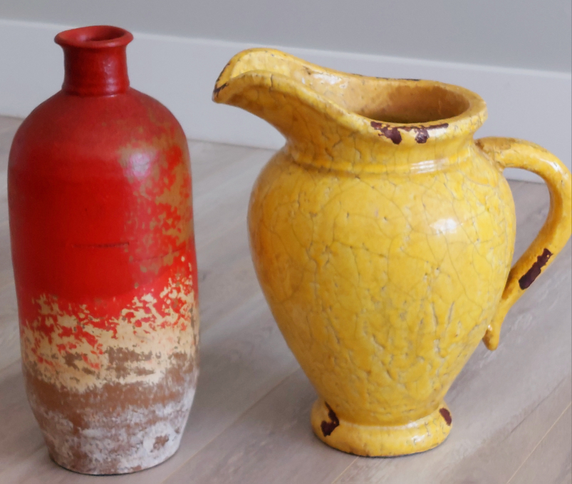 Red and Yellow Ceramic Vases
