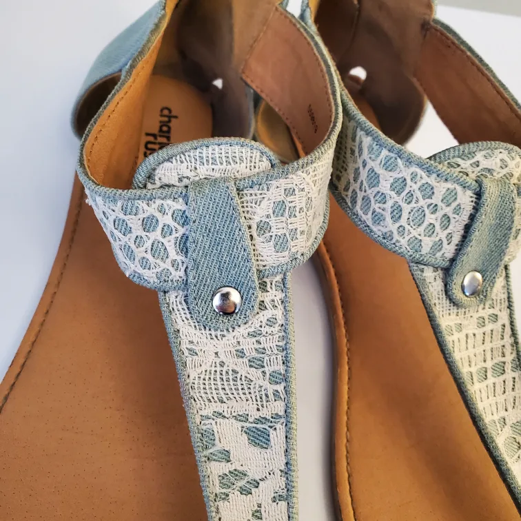 Charlotte Russe Women's Denim and Lace Sandals image indicator(2)