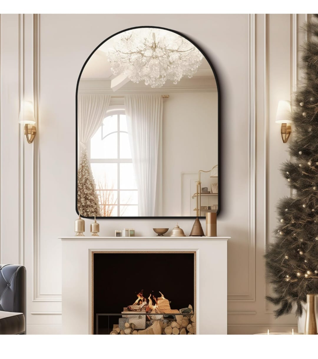 Large Arch Mirror - Black Frame - 30x40 Inches - photo 3