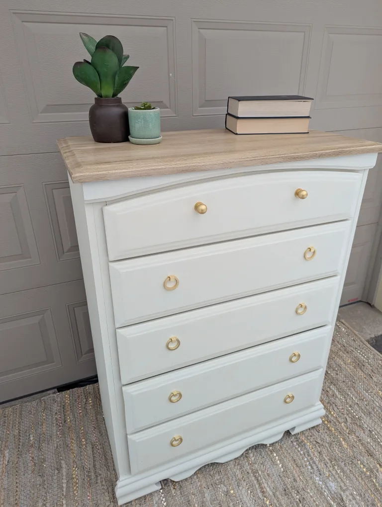 Newly refinished 5 drawer tallboy dresser image indicator(4)