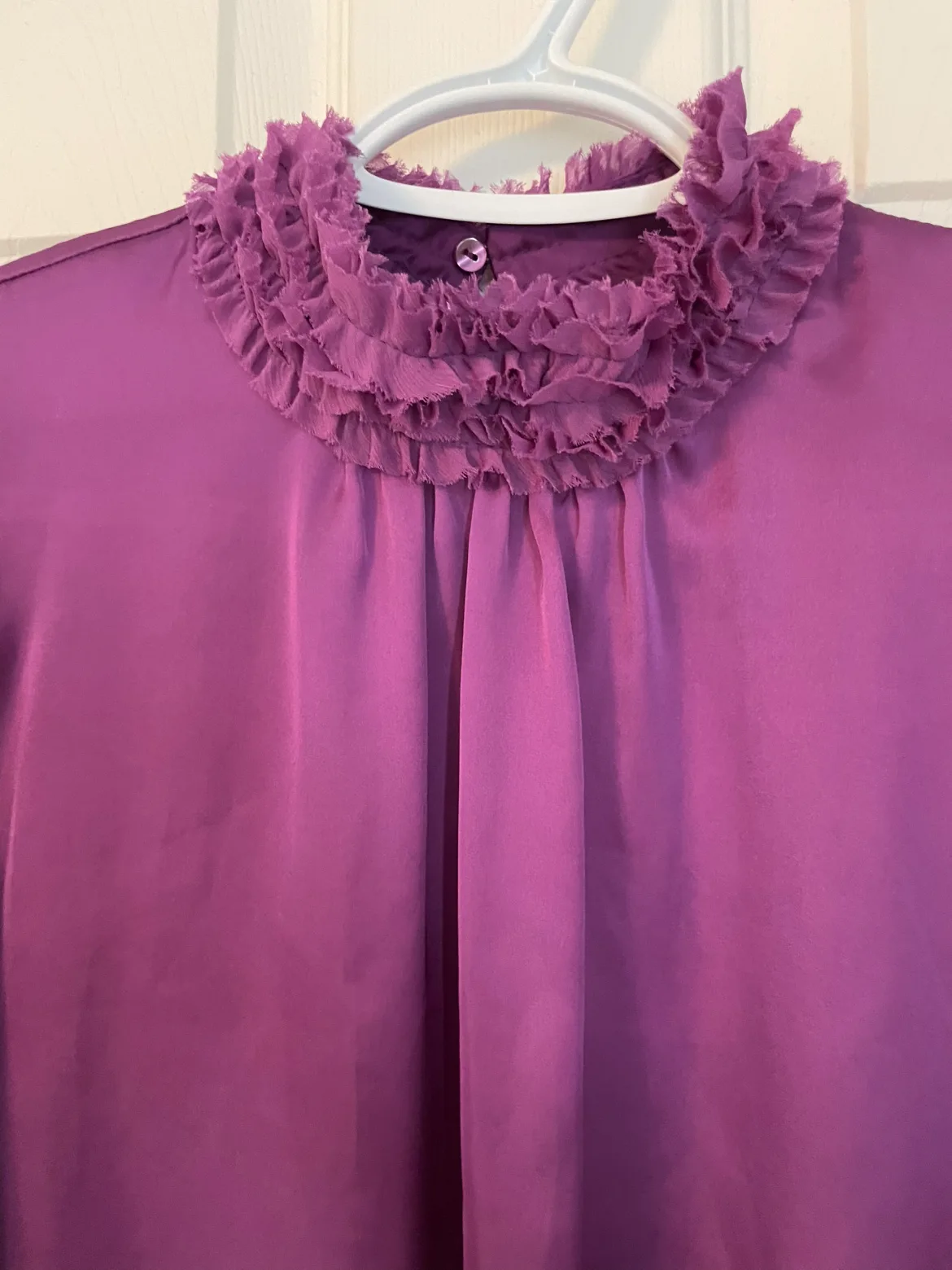 Zara Purple Satin Blouse with Ruffles image indicator(2)