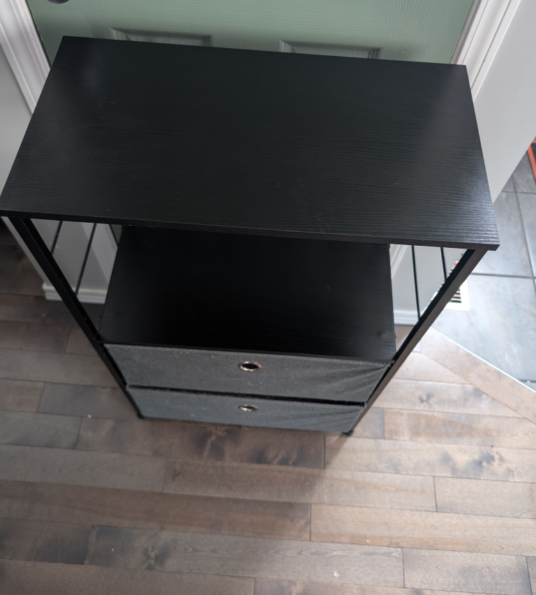 Black Metal Storage Organizer with Two Fabric Drawers - photo 2