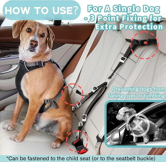 LIOPET Adjustable Dog Car Seat Belt image indicator(5)