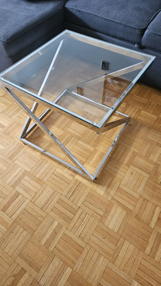 Modern Glass and Chrome Accent Table from Brick