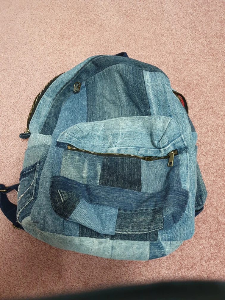 Unique Denim Patchwork Backpack