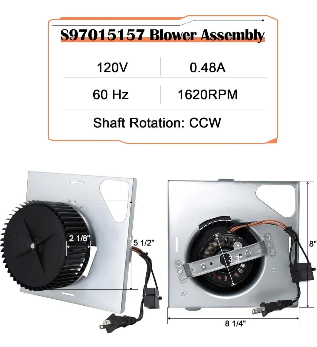 S97015157 BLOWER MOTOR ASSY. for BROAN-NUTONE Bathroom Fans image indicator(4)