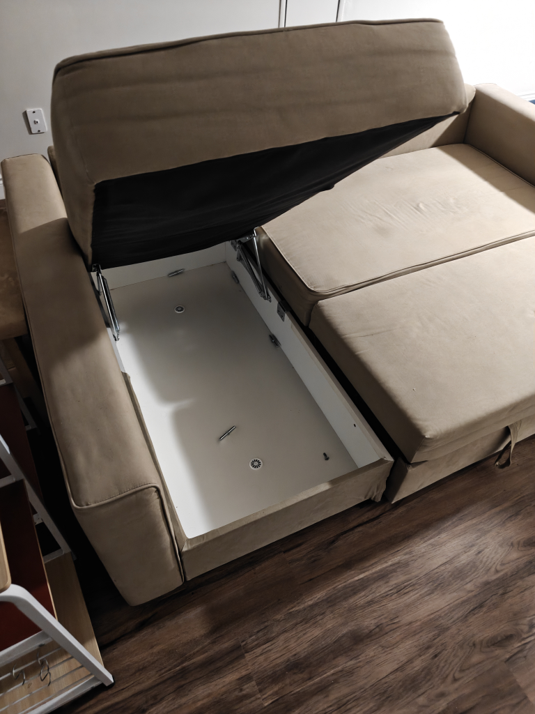 Beige Sectional Sofa Bed with Storage - photo 5