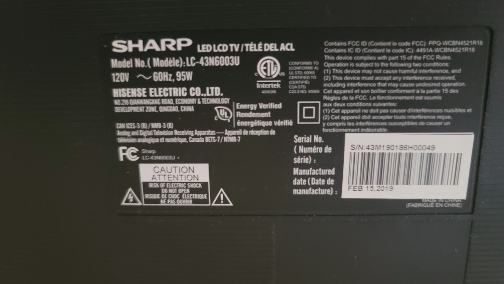 Sharp Smart TV, 4K 43" - photo 3