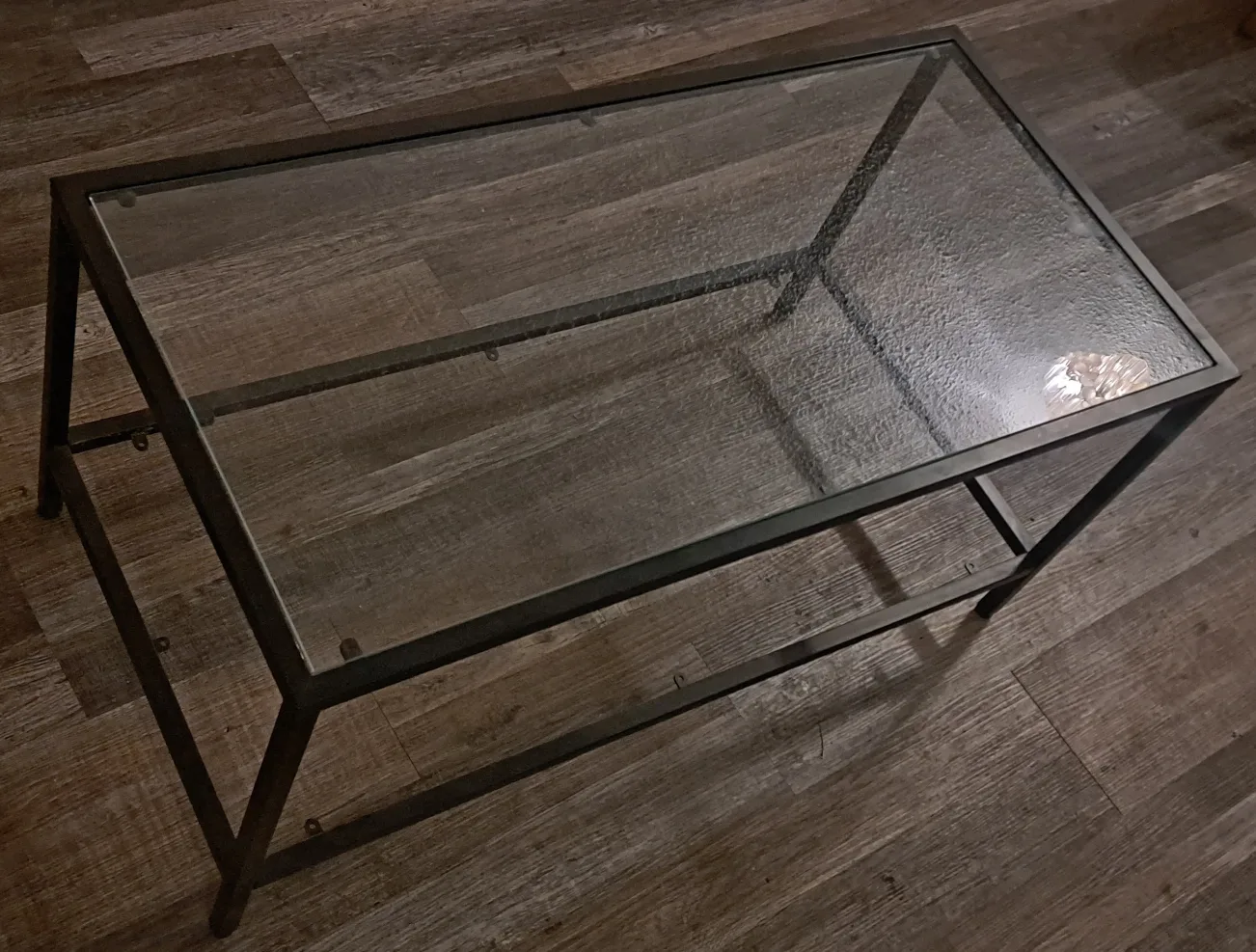 Ikea Glass Top Coffee Side Table with Metal Frame image indicator(4)