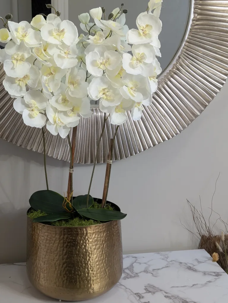 Artificial Orchid Arrangement in Gold Pot image indicator(2)