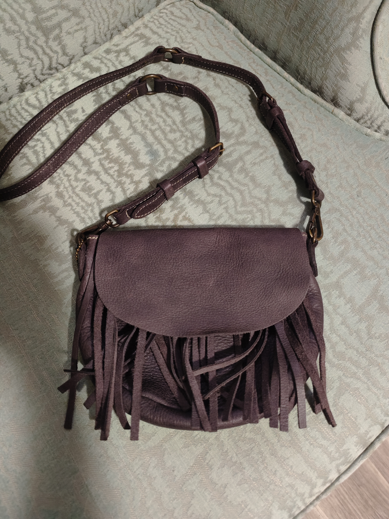 ROOTS Sedona Leather Crossbody Bag with Fringe