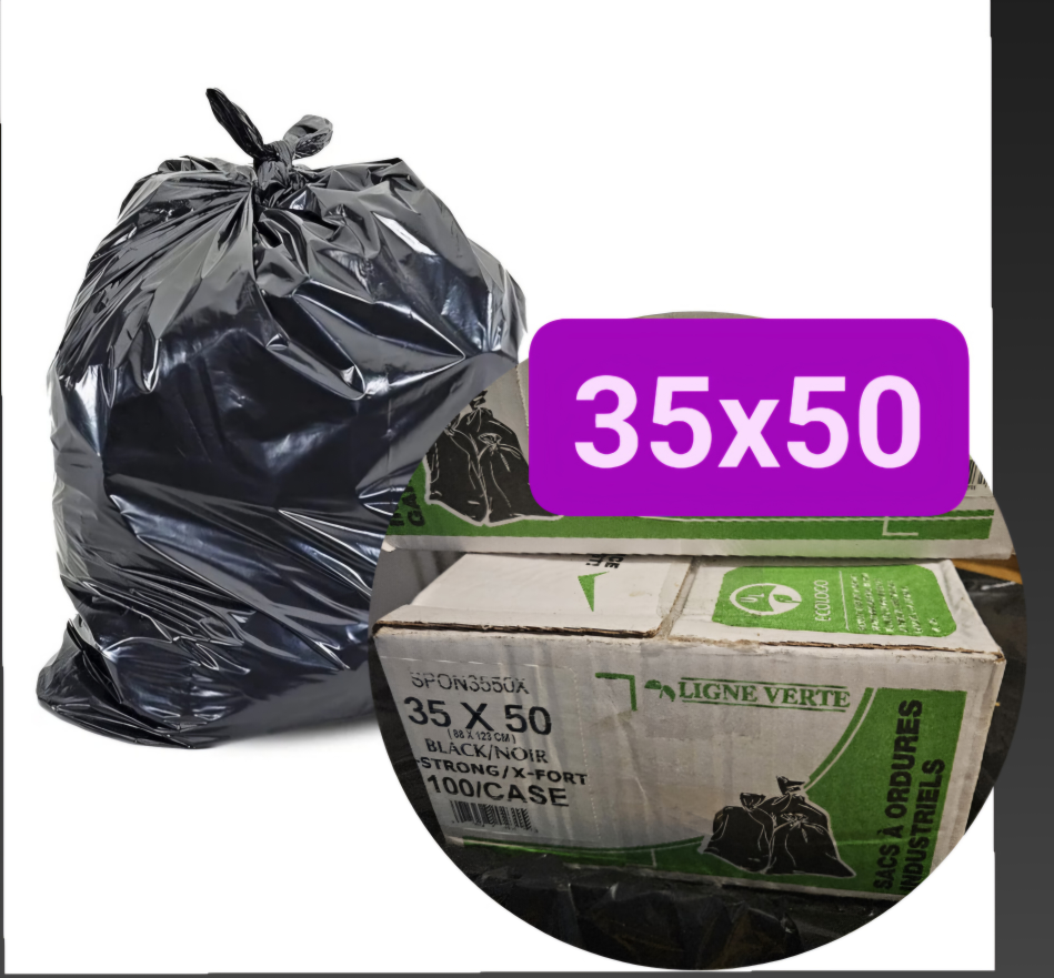 🏈100 Black 35x50cm Industrial Garbage Bags