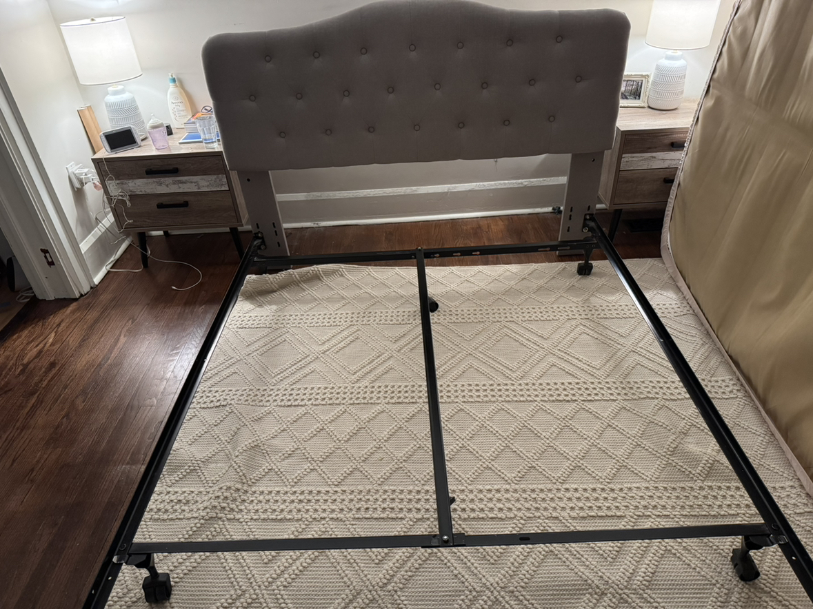 Queen Fabric headboard and queen bed frame - photo 2