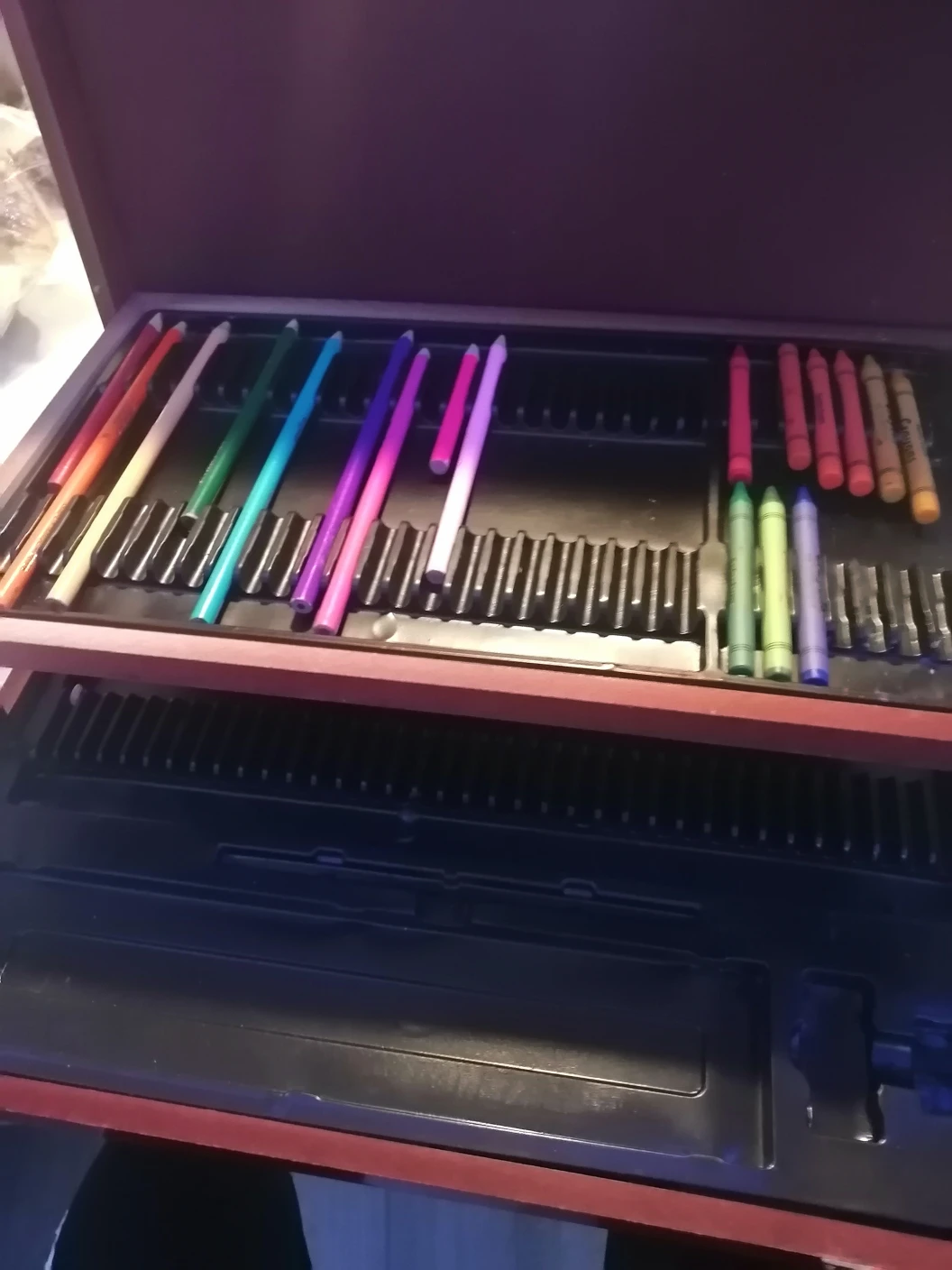 Artist's Colour Pencil and Crayon Set with Wooden Case