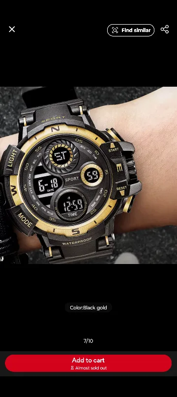 SMAEL Black Gold Digital Watch image indicator(3)