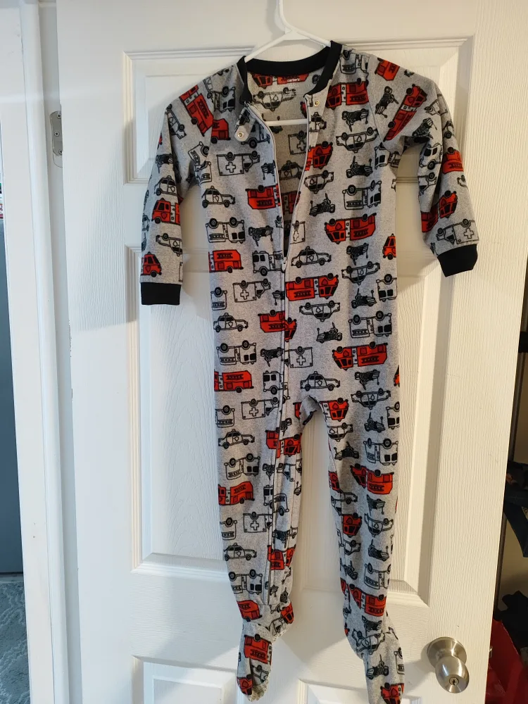 Carter's 5T/5A Grey Emergency Vehicle Fleece Footed Pajamas image indicator(3)