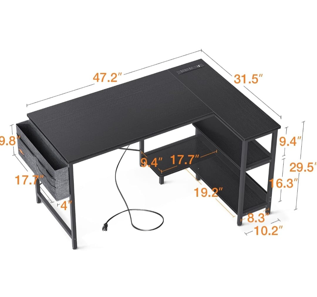 ODK L-48 inch Shaped Computer Desk with Storage - photo 3
