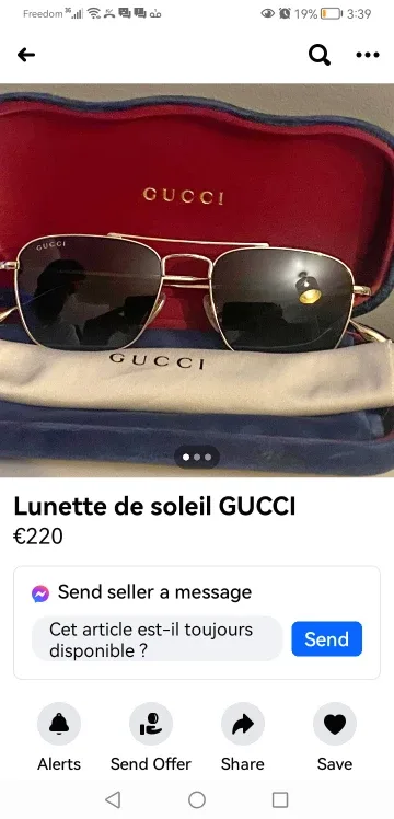 Gucci Aviator Sunglasses Gold Frame Blue Lenses image indicator(3)