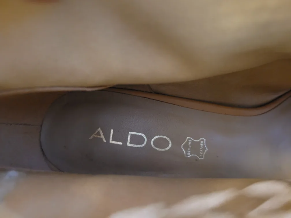 ALDO Women's Tan Leather Open-Toe Booties, Size US 8.5 image indicator(4)