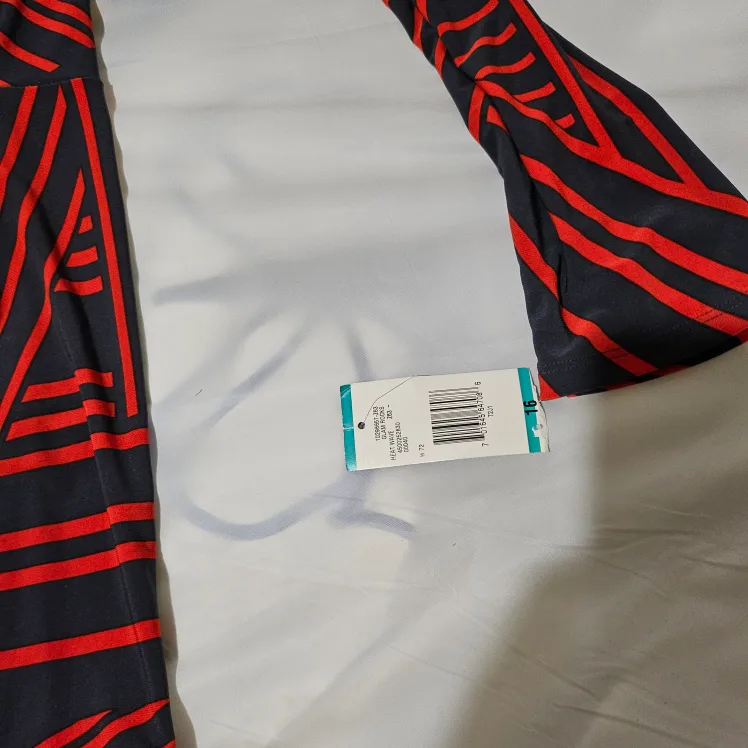 Nine West Red and Black Wrap Dress Size 16 image indicator(3)