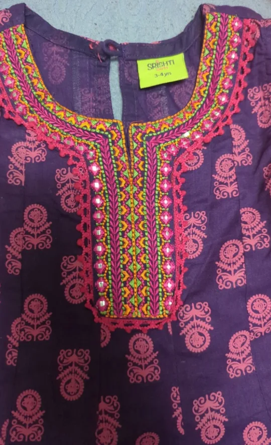 Girls' Purple and Orange Indian salwar suit image indicator(2)
