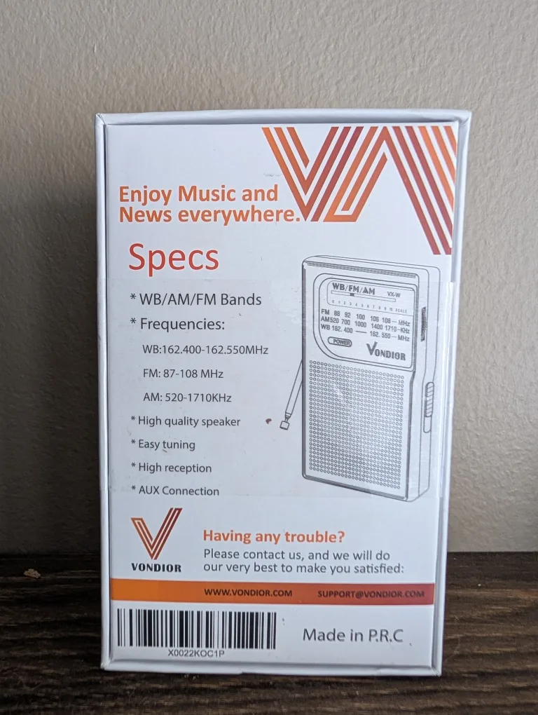 VONDIOR Portable Radio - AM/FM/WB Bands image indicator(2)