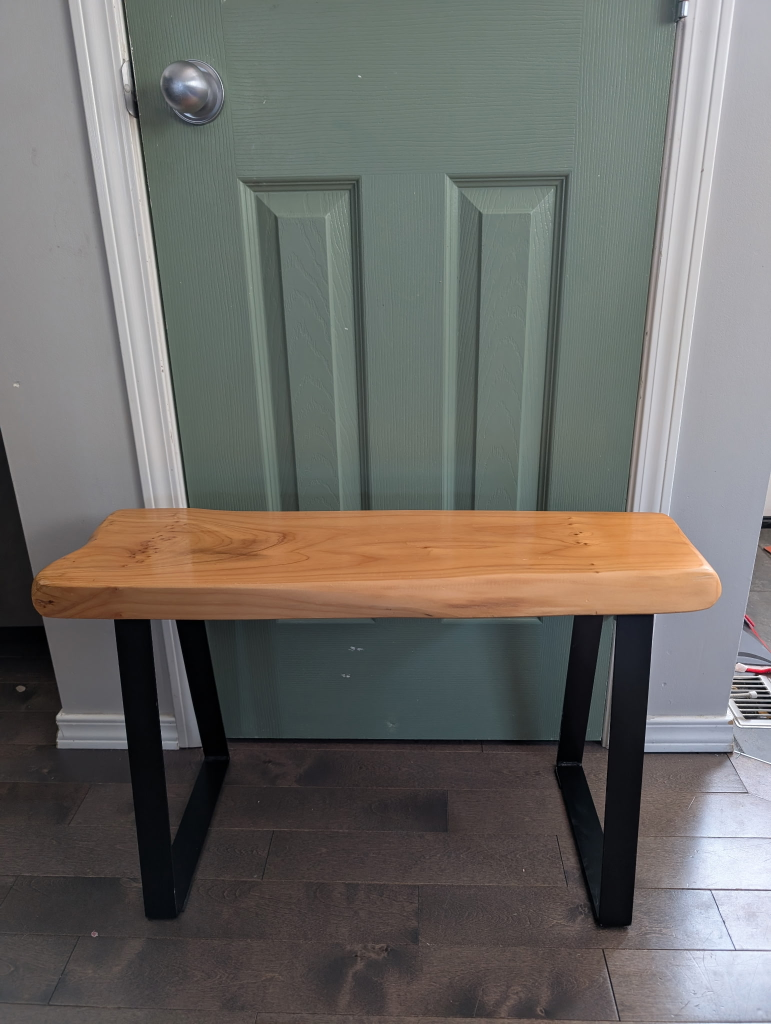 Live Edge Wood Bench with Black Metal Legs