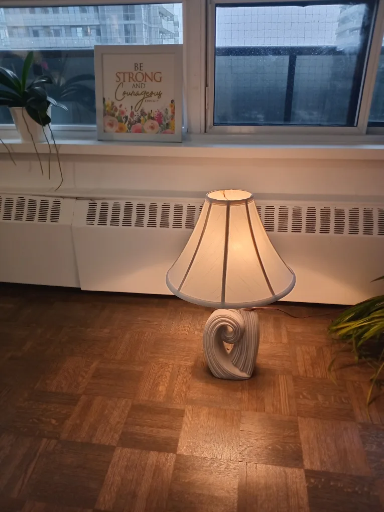 Unique Sculptural Table Lamp with off-white shade image indicator(2)