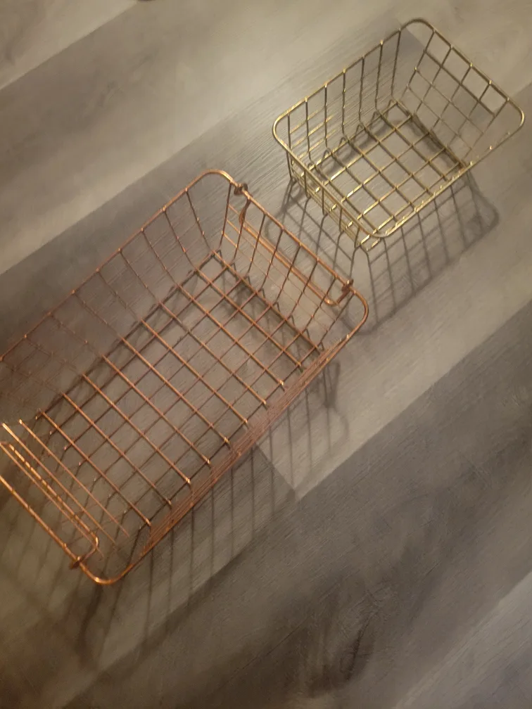 Set of Two Metal Wire Baskets - Rose Gold & Gold #freecycle thumbnail