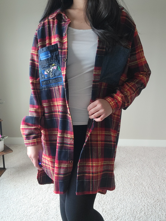 Red and Black Plaid Flannel Shirt Dress - photo 3