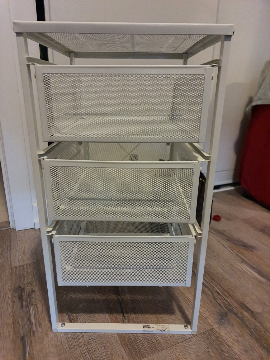 IKEA White Metal Rolling 3-Drawer Cart
