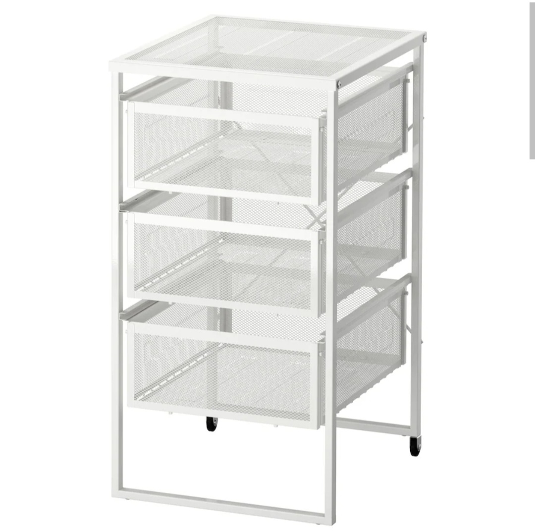 IKEA White Metal Rolling 3-Drawer Cart - photo 2
