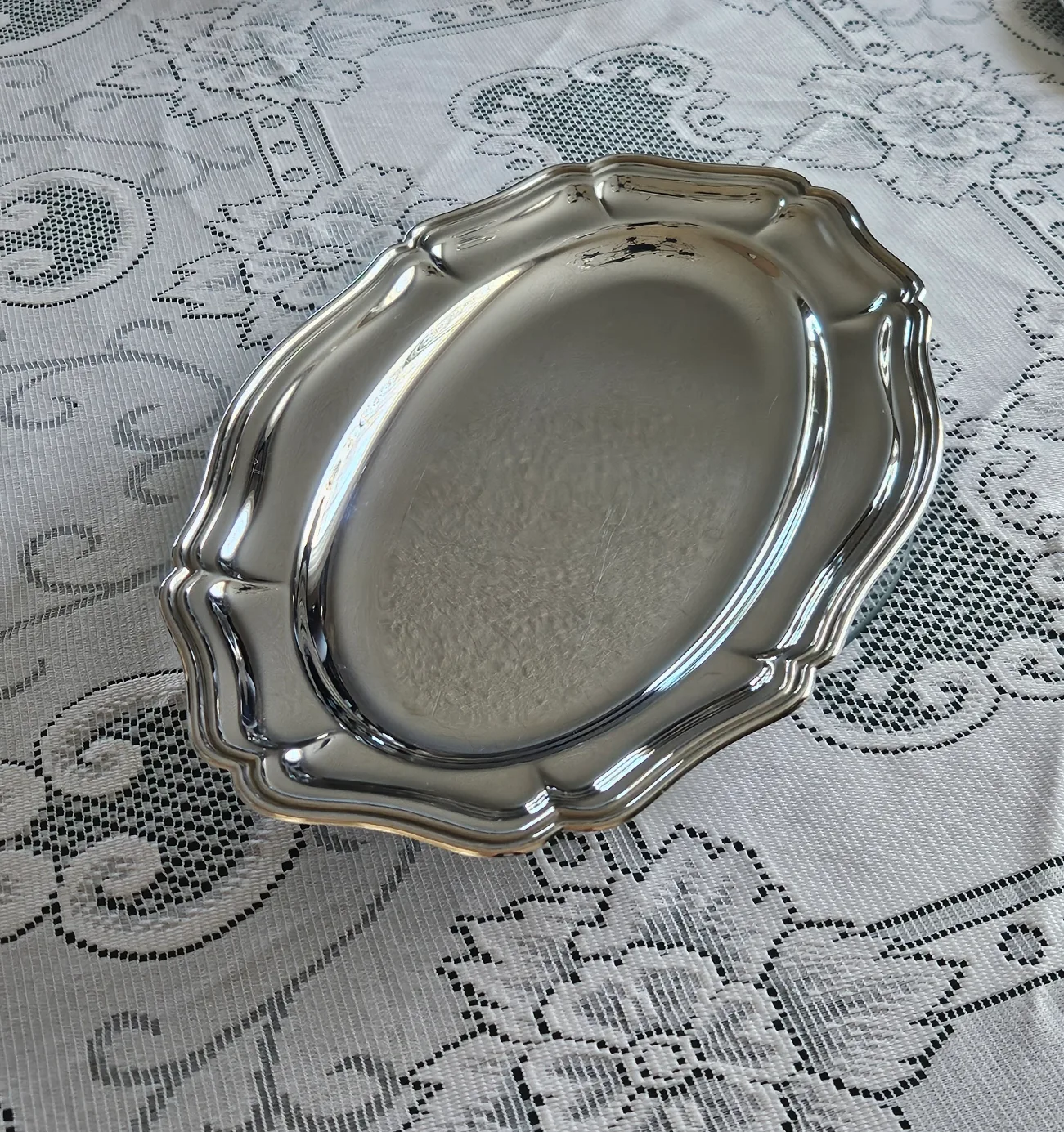 Vintage Guy Degrenne Silver Plated Oval Serving Tray image indicator(7)