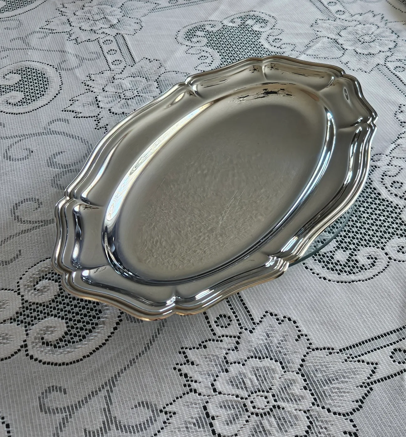 Vintage Guy Degrenne Silver Plated Oval Serving Tray image indicator(8)