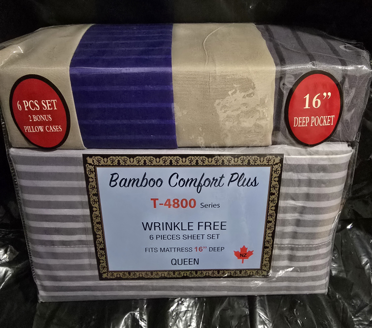 Bamboo Comfort Plus T-4800 Series Queen Sheet Set - 6 Pieces