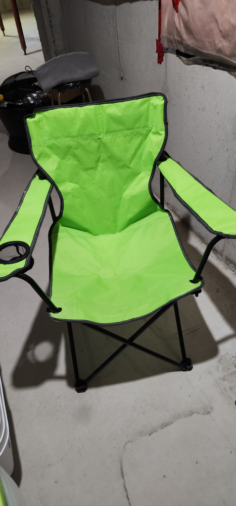 Two Portable Folding Camping Chairs - Lime Green & Pink