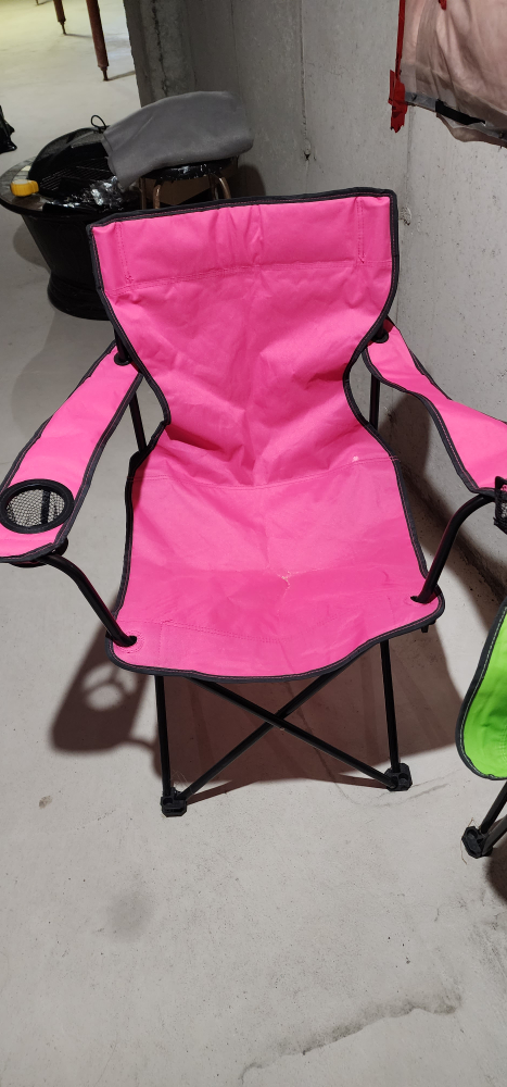 Two Portable Folding Camping Chairs - Lime Green & Pink - photo 3